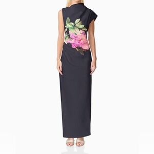 Elliatt One Shoulder Black Dress with Floral Design